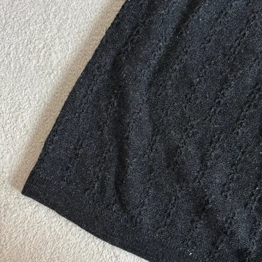 [BUNJANG] Honeysuckle Rose Charcoal Knit Short Sleeve Dress Top / 일본빈티지 honeysuckle rose 차콜 니트 반팔 원피스 탑