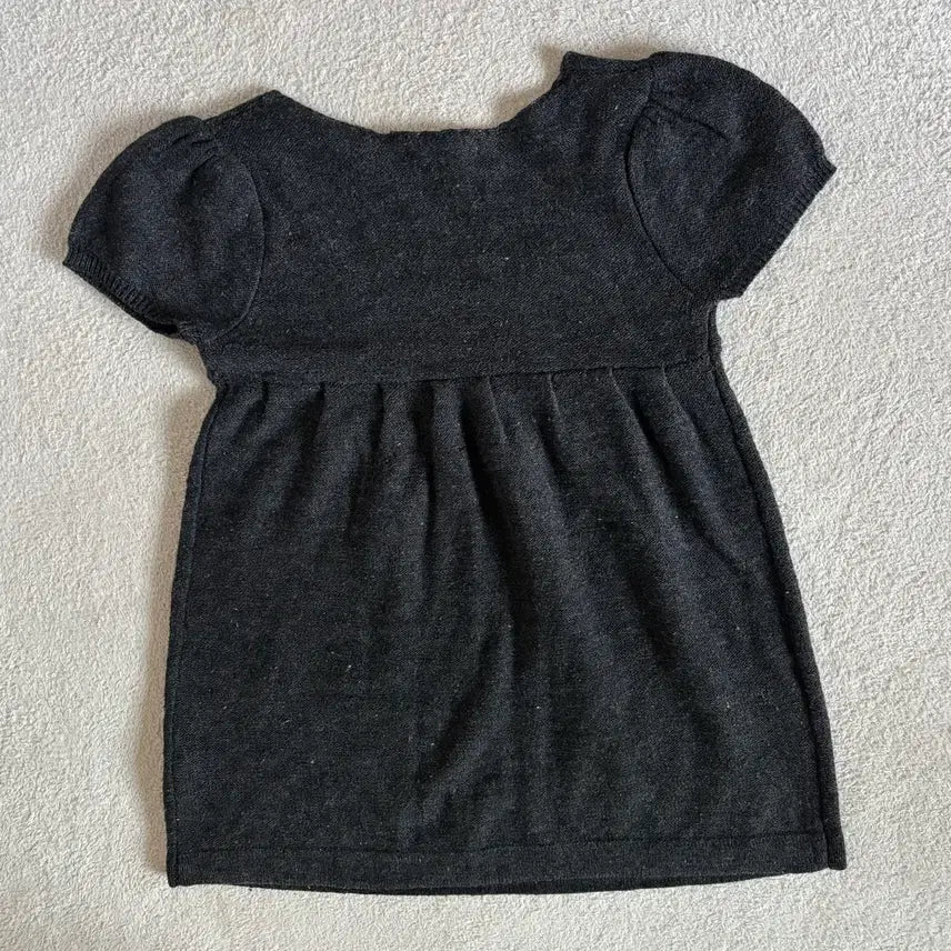 [BUNJANG] Honeysuckle Rose Charcoal Knit Short Sleeve Dress Top / 일본빈티지 honeysuckle rose 차콜 니트 반팔 원피스 탑