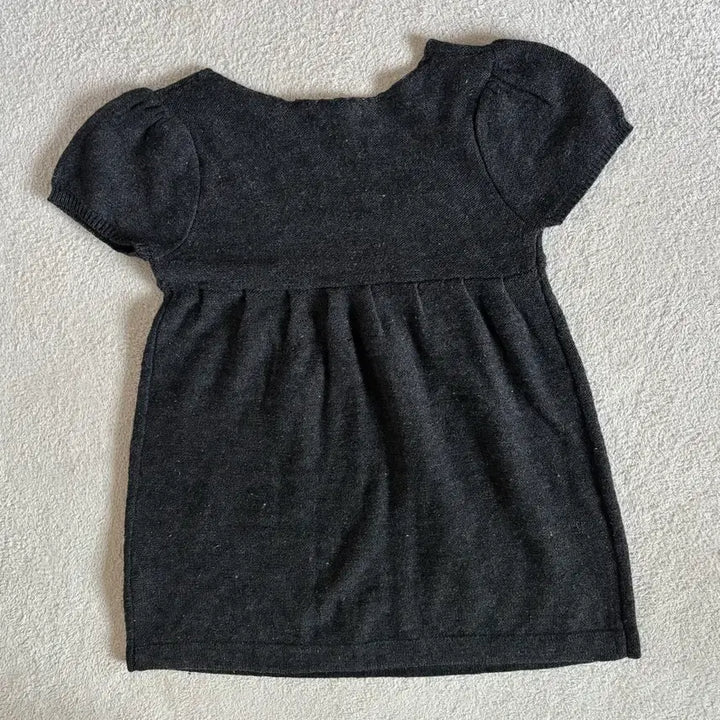 [BUNJANG] Honeysuckle Rose Charcoal Knit Short Sleeve Dress Top / 일본빈티지 honeysuckle rose 차콜 니트 반팔 원피스 탑