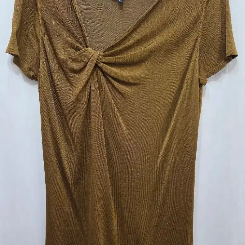 [BUNJANG] Gucci Brown Knot Detail Knit Top XL / (정품)구찌 브라운 매듭 여성 반팔 니트 티셔츠 XL