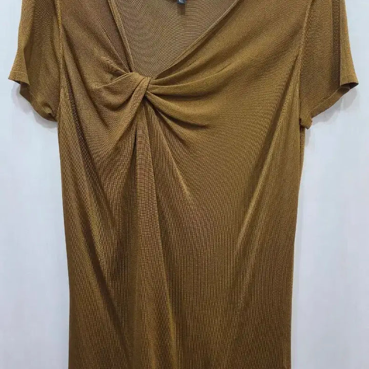 [BUNJANG] Gucci Brown Knot Detail Knit Top XL / (정품)구찌 브라운 매듭 여성 반팔 니트 티셔츠 XL