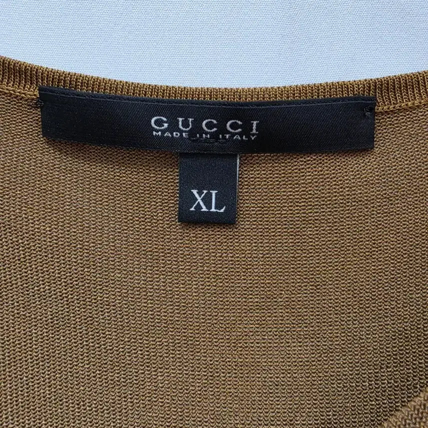 [BUNJANG] Gucci Brown Knot Detail Knit Top XL / (정품)구찌 브라운 매듭 여성 반팔 니트 티셔츠 XL