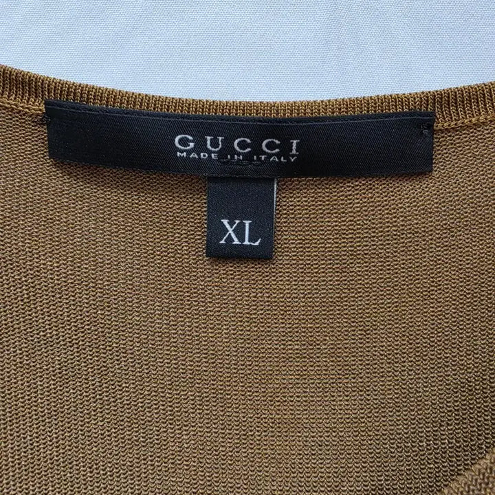 [BUNJANG] Gucci Brown Knot Detail Knit Top XL / (정품)구찌 브라운 매듭 여성 반팔 니트 티셔츠 XL