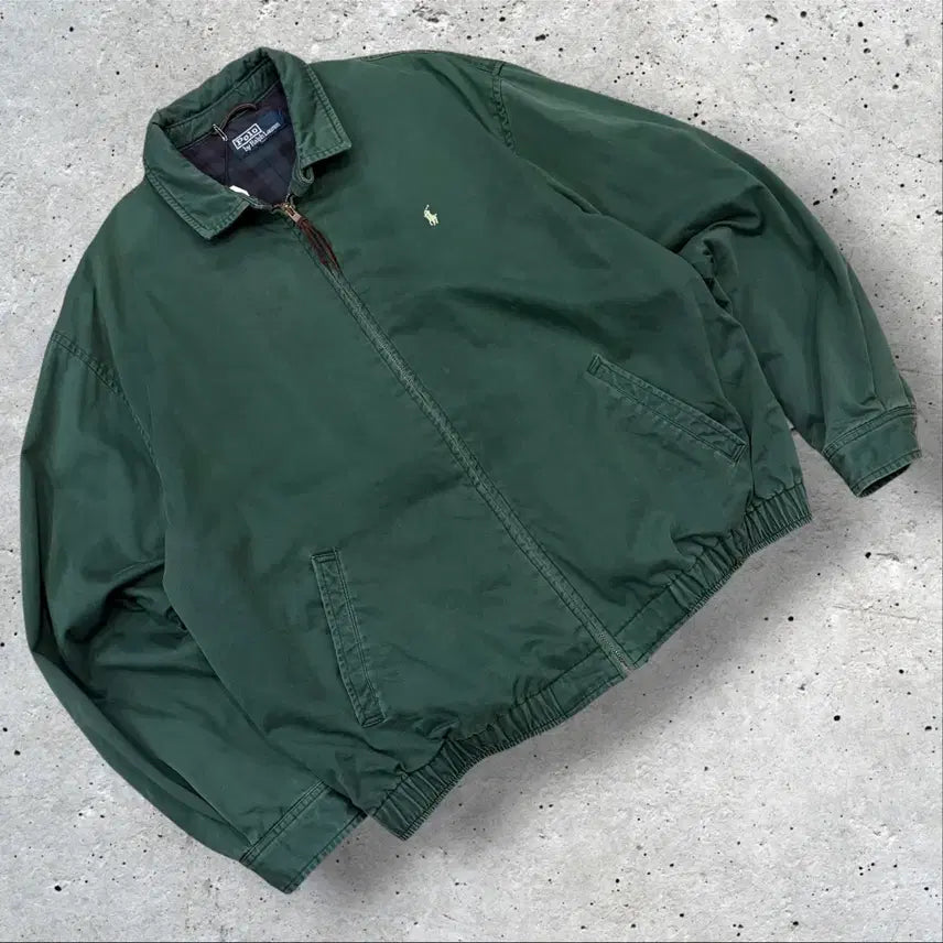 [BUNJANG] Polo Ralph Lauren Baracuta Blouson Green Jacket / 폴로 랄프로렌 바라쿠타 블루종 그린 점퍼 집업 자켓 D722