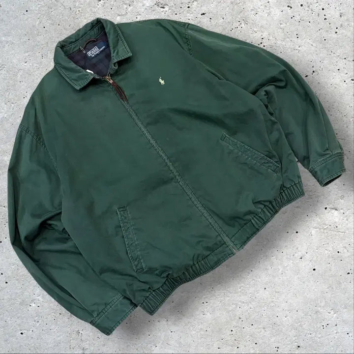 [BUNJANG] Polo Ralph Lauren Baracuta Blouson Green Jacket / 폴로 랄프로렌 바라쿠타 블루종 그린 점퍼 집업 자켓 D722