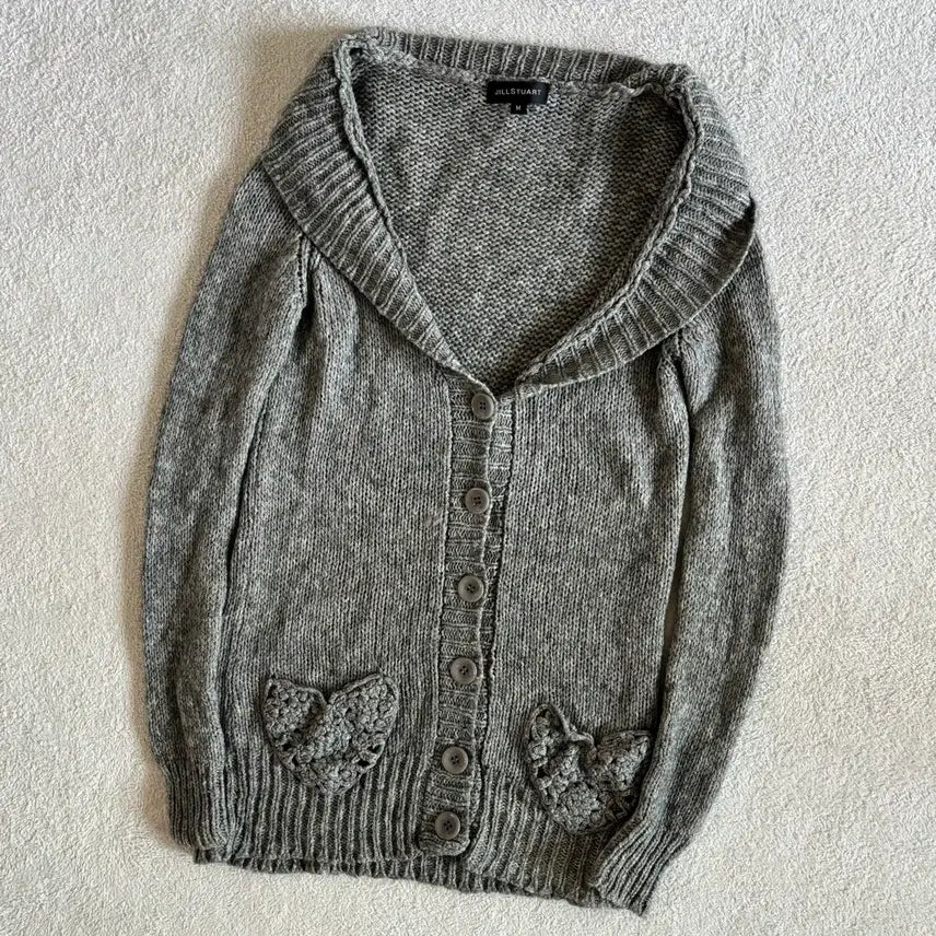 [BUNJANG] Jill Stuart Vintage Gray Long Knit Cardigan / 일본빈티지 질스튜어트 그레이 롱 니트 가디건