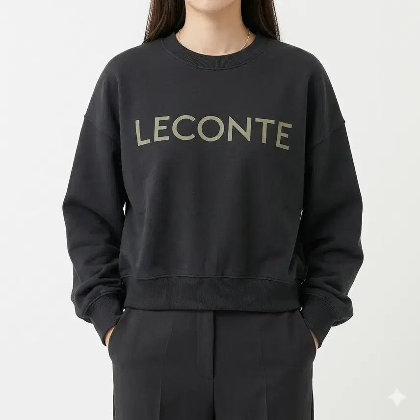 [BUNJANG] LECONTE Logo Oversized Sweatshirt / 르콩트 LECONTE 오버핏 로고 맨투맨 블랙 M