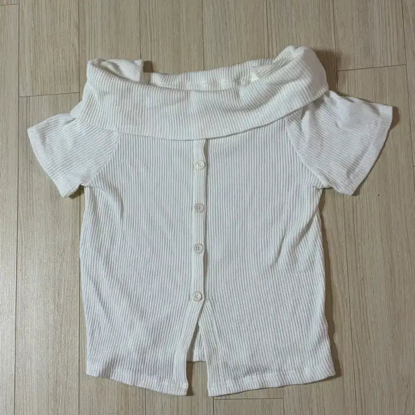 [SOLD OUT] 화이트 골지 오프숄더 반팔