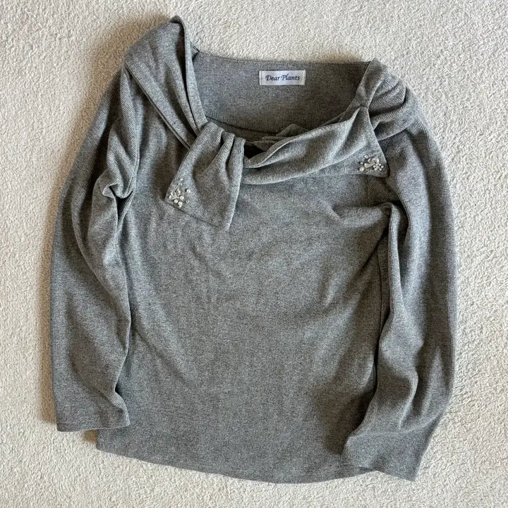 [BUNJANG] Dear Plants Gray Ribbed Cubic Point Top / 일본빈티지 dear plants 그레이 골지 큐빅 포인트 탑