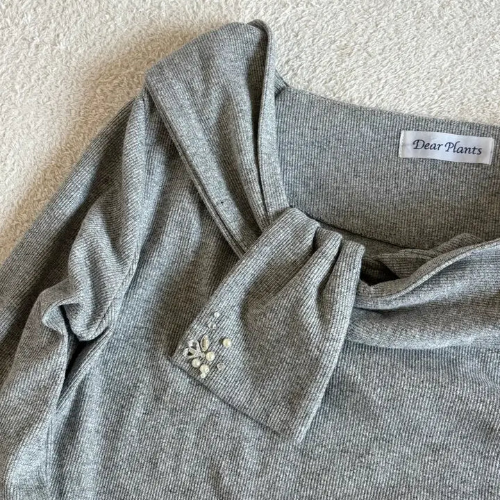 [BUNJANG] Dear Plants Gray Ribbed Cubic Point Top / 일본빈티지 dear plants 그레이 골지 큐빅 포인트 탑