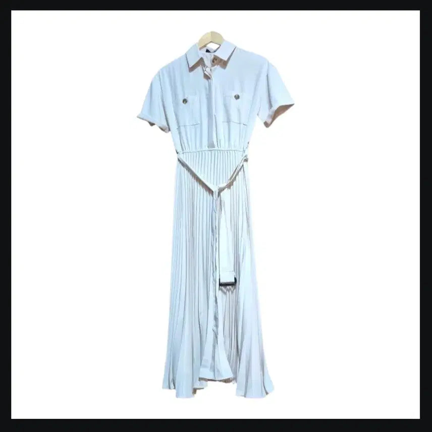 [BUNJANG] Maire Beige Pleated Long Shirt Dress / 셔츠형 원피스