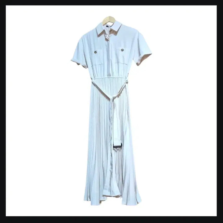 [BUNJANG] Maire Beige Pleated Long Shirt Dress / 셔츠형 원피스