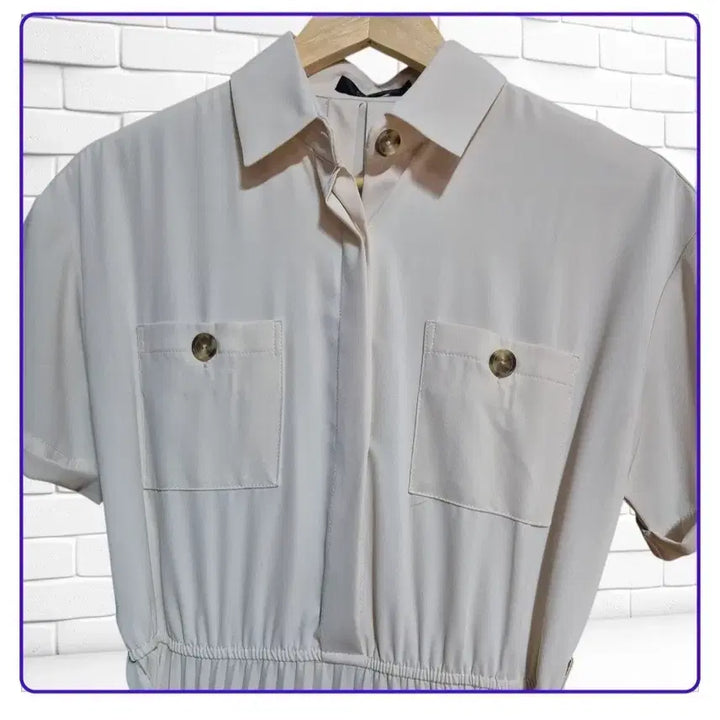 [BUNJANG] Maire Beige Pleated Long Shirt Dress / 셔츠형 원피스