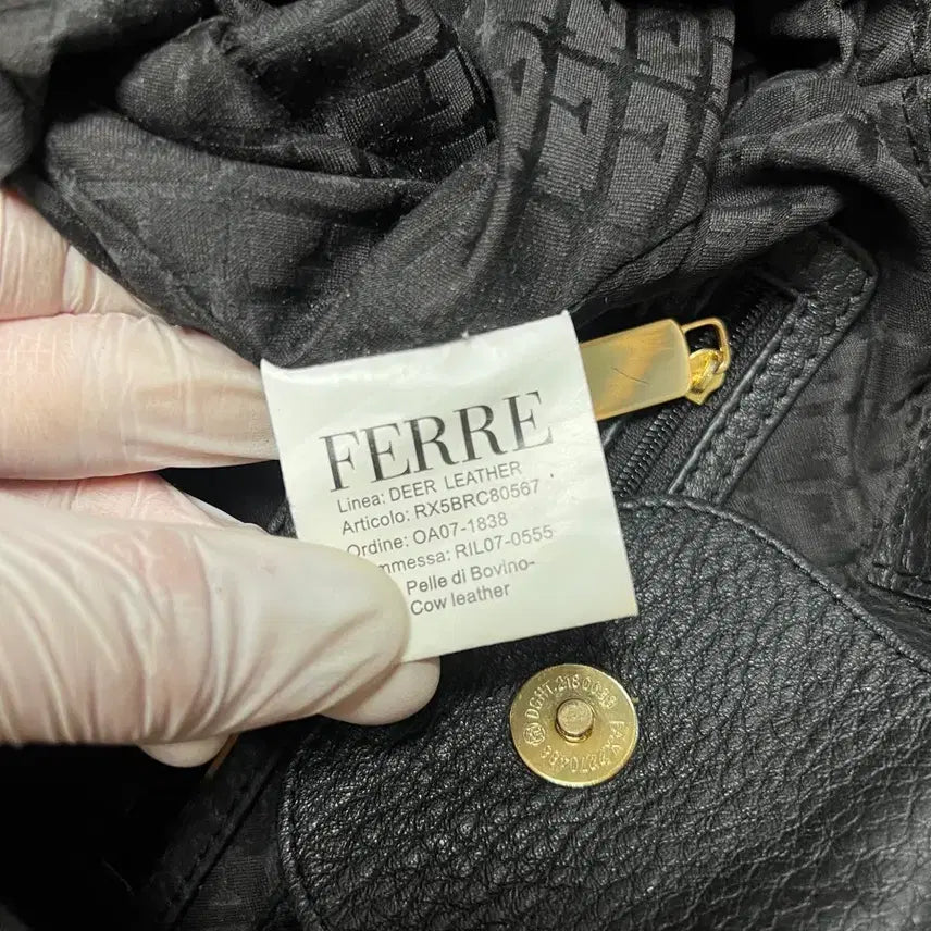 [BUNJANG] GIANFRANCO FERRE Black Gold Leather Tote Bag / GIANFRANCO FERRE 지안프랑코 페레 블랙골드 레더 토트백