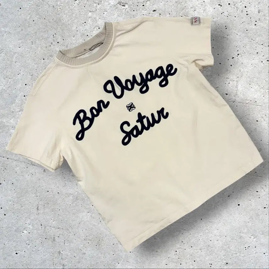 [BUNJANG] Satur Bon Voyage Short-Sleeve T-Shirt Ivory / [S] 세터 Satur Bon Voyage 반팔 티셔츠 아이보리 D724