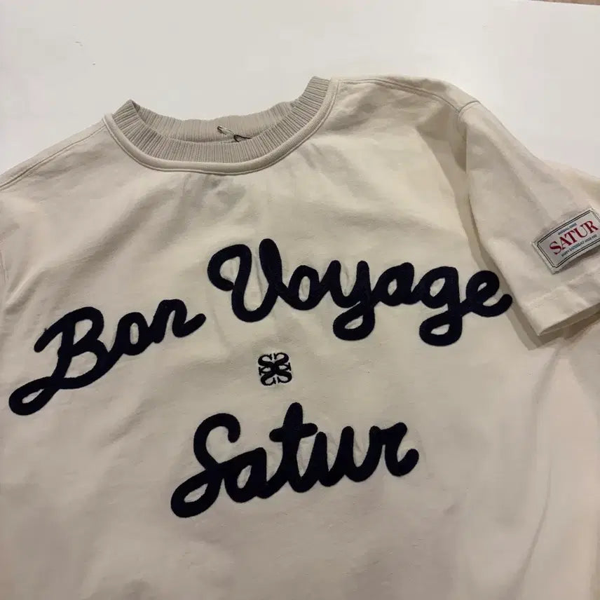 [BUNJANG] Satur Bon Voyage Short-Sleeve T-Shirt Ivory / [S] 세터 Satur Bon Voyage 반팔 티셔츠 아이보리 D724