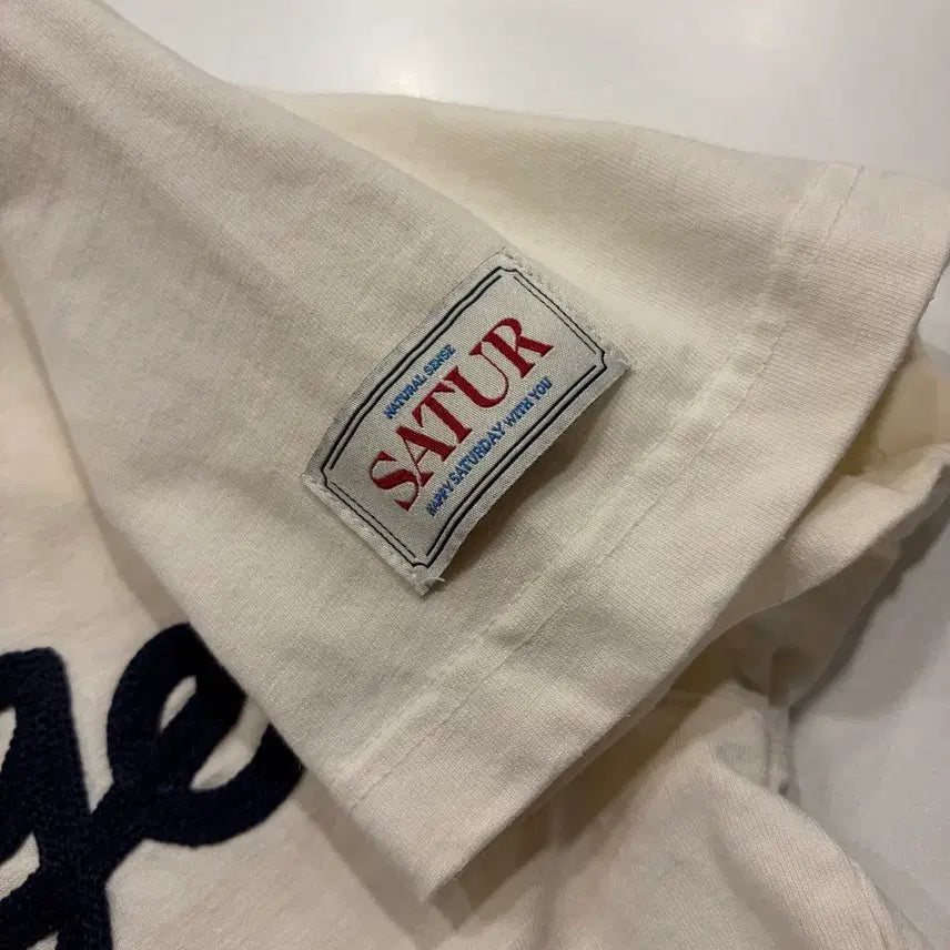 [BUNJANG] Satur Bon Voyage Short-Sleeve T-Shirt Ivory / [S] 세터 Satur Bon Voyage 반팔 티셔츠 아이보리 D724