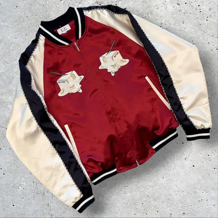 [BUNJANG] OiOi Brunch Butter Embroidery Souvenir Jacket / [M] 오아이오아이 브런치 버터 자수 스카쟌 집업 자켓 D726