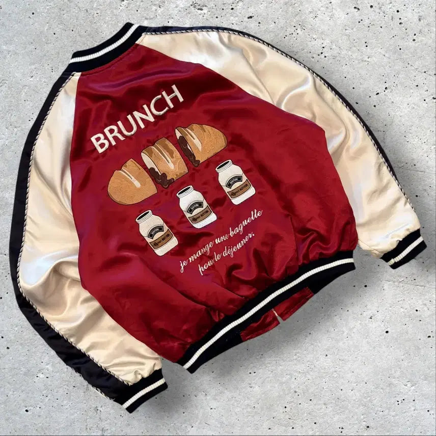 [BUNJANG] OiOi Brunch Butter Embroidery Souvenir Jacket / [M] 오아이오아이 브런치 버터 자수 스카쟌 집업 자켓 D726