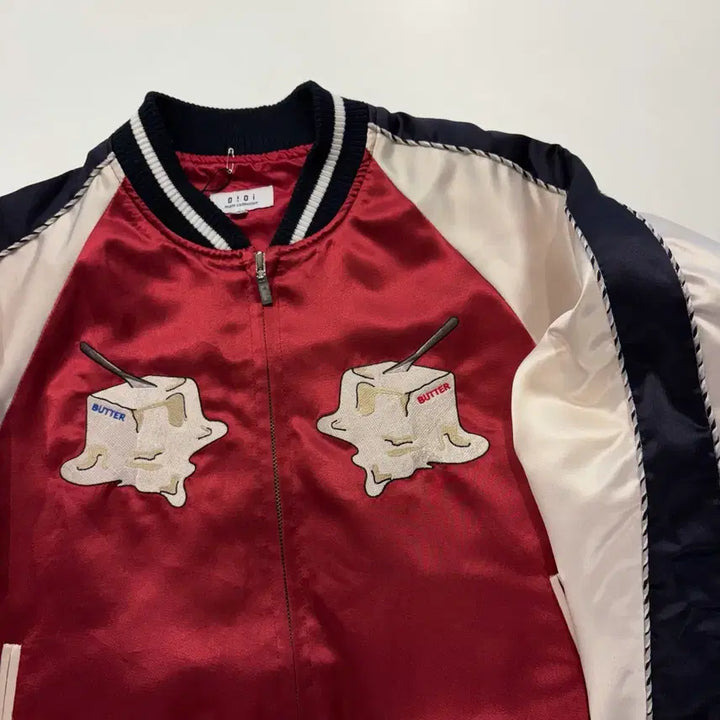 [BUNJANG] OiOi Brunch Butter Embroidery Souvenir Jacket / [M] 오아이오아이 브런치 버터 자수 스카쟌 집업 자켓 D726