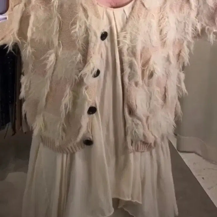 [BUNJANG] Wise Girl Fairy Beige Cardigan / 와이즈걸 페어리 베이지 가디건 얇음