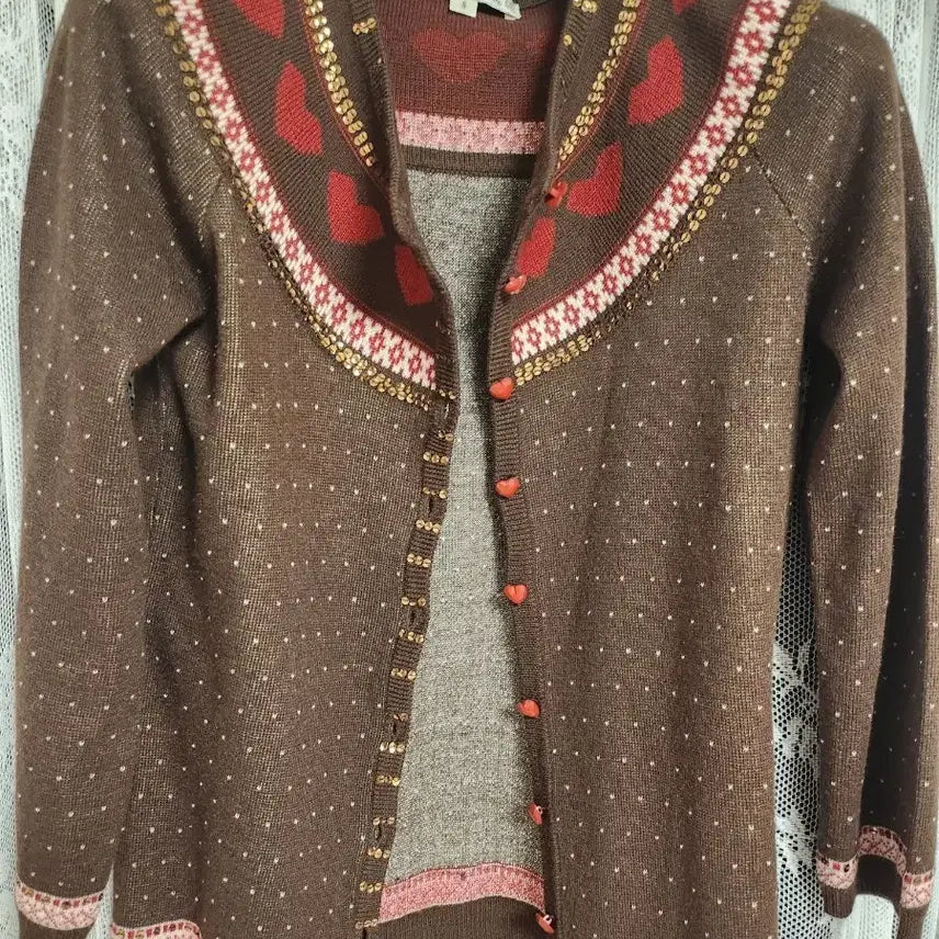 [SOLD OUT] nanette lepore 브라운 하트 가디건