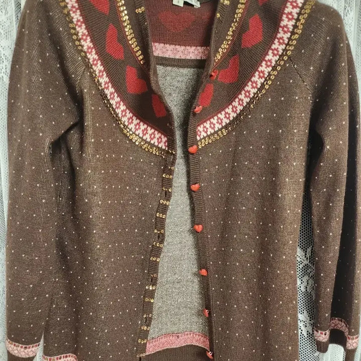 [SOLD OUT] nanette lepore 브라운 하트 가디건