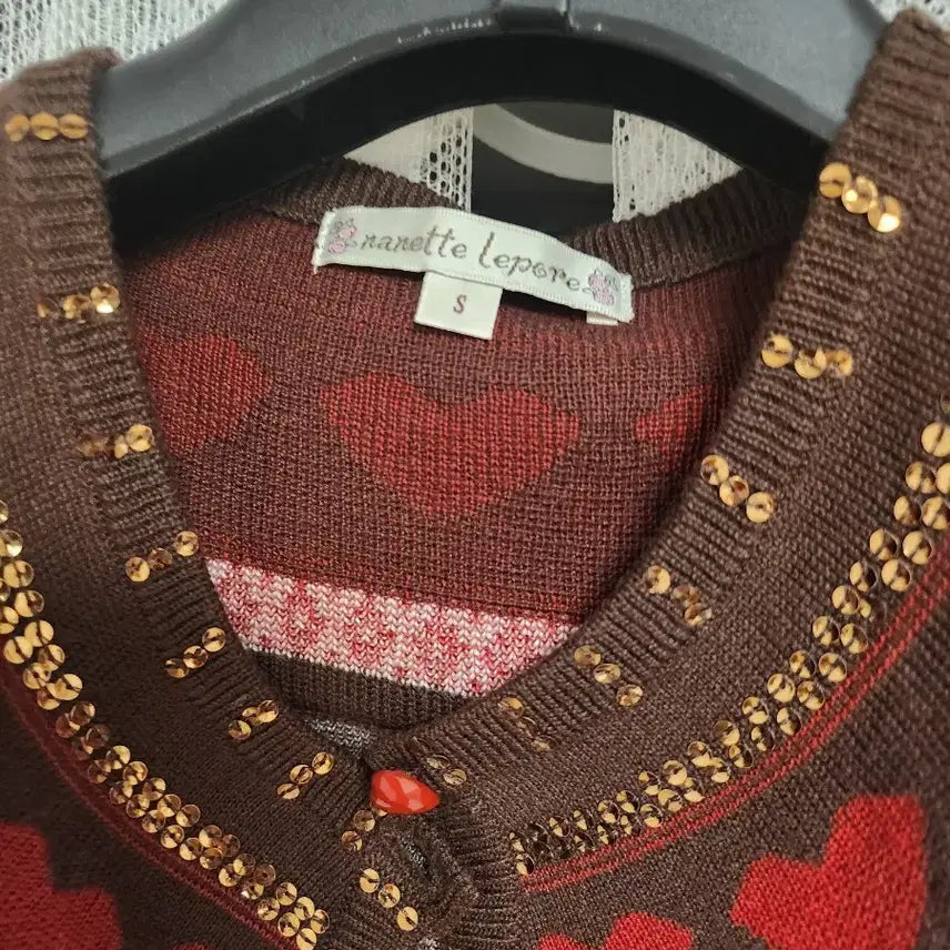 [SOLD OUT] nanette lepore 브라운 하트 가디건