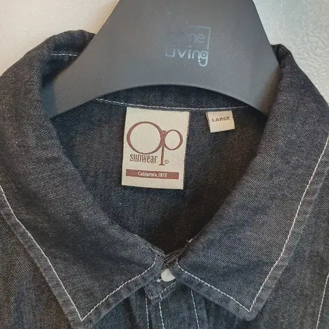 [BUNJANG] Ocean Pacific Gray One-Pocket Denim Shirt Jacket - Large / 오션퍼시픽 그레이 원포켓 데님 셔츠 반팔자켓 라지