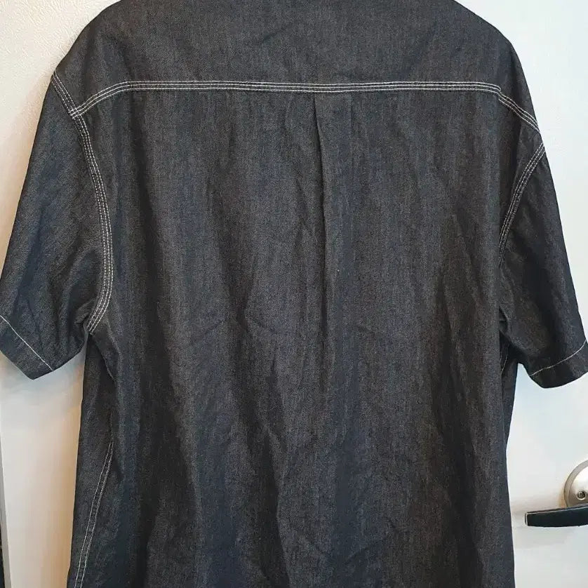 [BUNJANG] Ocean Pacific Gray One-Pocket Denim Shirt Jacket - Large / 오션퍼시픽 그레이 원포켓 데님 셔츠 반팔자켓 라지
