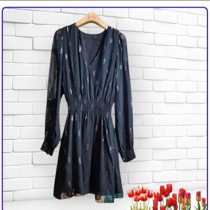 [BUNJANG] Shalala Black Long Sleeve Embroidered Dress / 샬랄라  이쁜 원피스