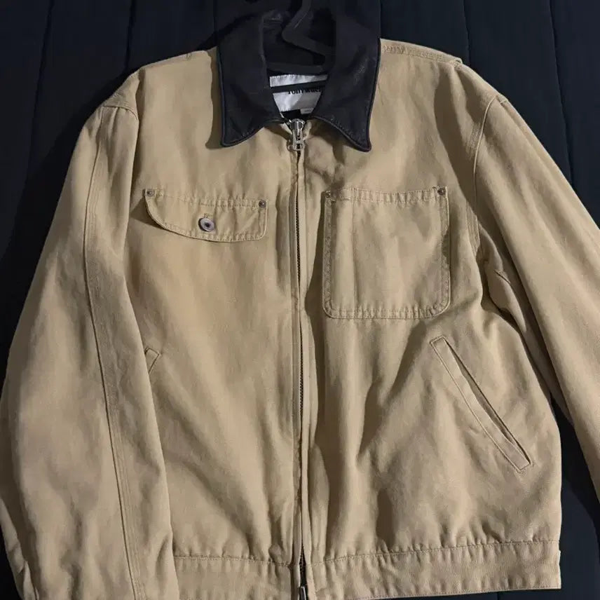 [BUNJANG] Toniqwek Leather Collar Work Jacket M / 토니웩 레더카라 워크자켓 M