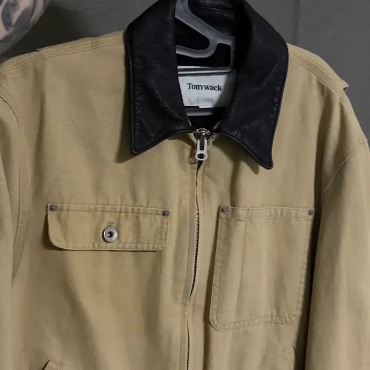 [BUNJANG] Toniqwek Leather Collar Work Jacket M / 토니웩 레더카라 워크자켓 M