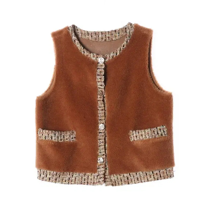 [BUNJANG] BCBG Tweed Shearling Vest - Women&