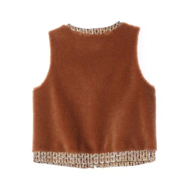 [BUNJANG] BCBG Tweed Shearling Vest - Women&