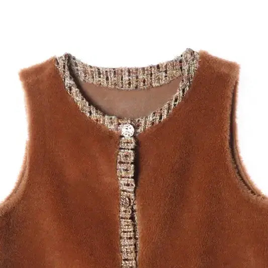 [BUNJANG] BCBG Tweed Shearling Vest - Women&
