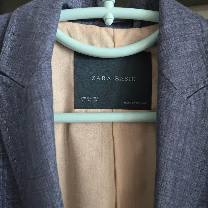 [BUNJANG] ZARA Basic Blue Linen Blend Jacket / 자라 베이직 블루 리넨 혼방 자켓
