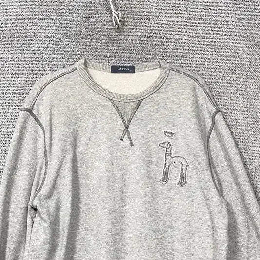 [BUNJANG] Hazzys Light Gray Cotton Sweatshirt / 해지스 라이트 그레이 맨투맨 100