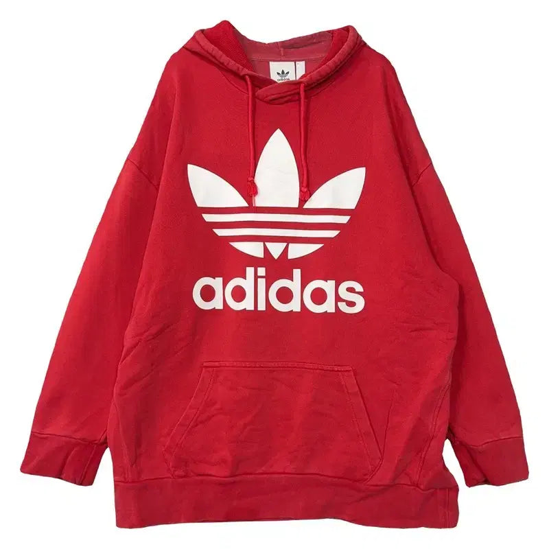 [BUNJANG] Adidas Printed Red Hoodie L / 아디다스 프린팅 레드 후드티 L
