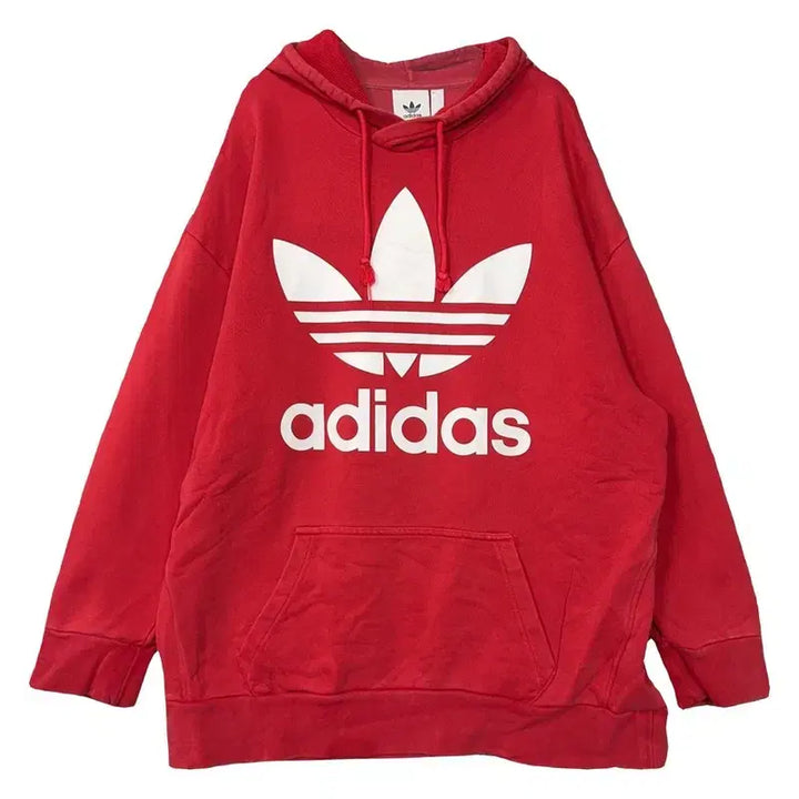 [BUNJANG] Adidas Printed Red Hoodie L / 아디다스 프린팅 레드 후드티 L