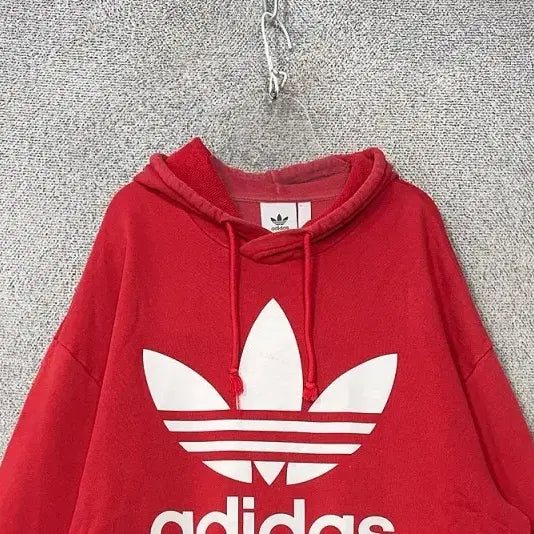 [BUNJANG] Adidas Printed Red Hoodie L / 아디다스 프린팅 레드 후드티 L