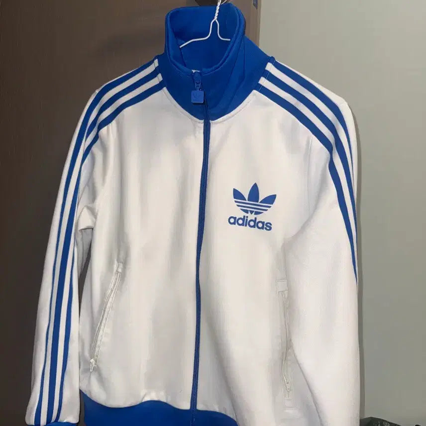 [BUNJANG] Adidas White Blue Track Top Jersey / 아디다스 흰파 져지 트랙탑