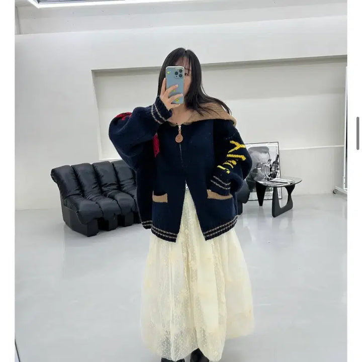 [SOLD OUT] 자가드울니트후드집업빈티지니트