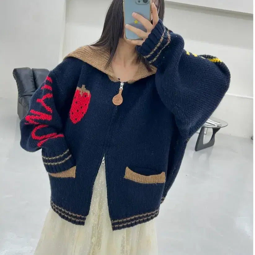 [SOLD OUT] 자가드울니트후드집업빈티지니트
