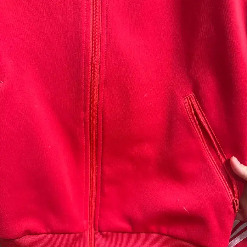 [BUNJANG] Adidas Red Three-Stripe Track Top / 아디다스 빨간색 삼선 트랙탑
