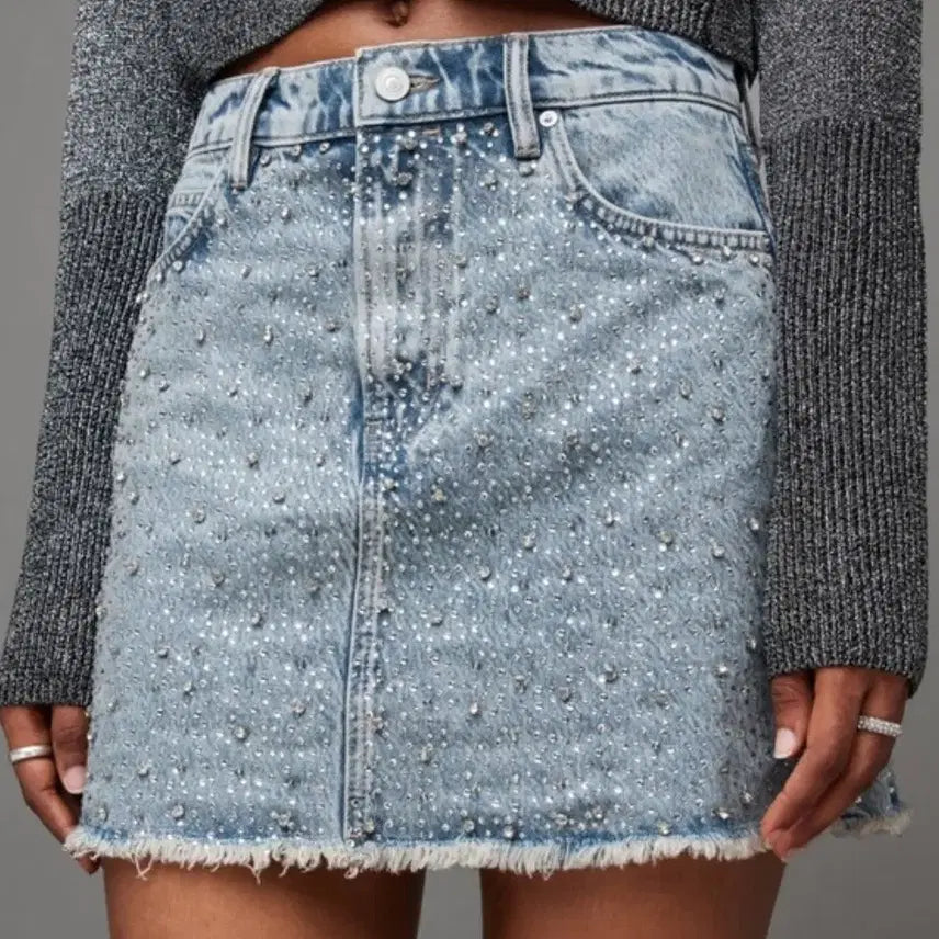 [BUNJANG] AllSaints Wendel Crystal Denim Skirt / 올세인츠 웬델 -크리스탈 데님스커트