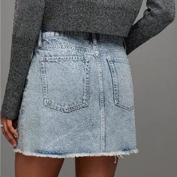 [BUNJANG] AllSaints Wendel Crystal Denim Skirt / 올세인츠 웬델 -크리스탈 데님스커트