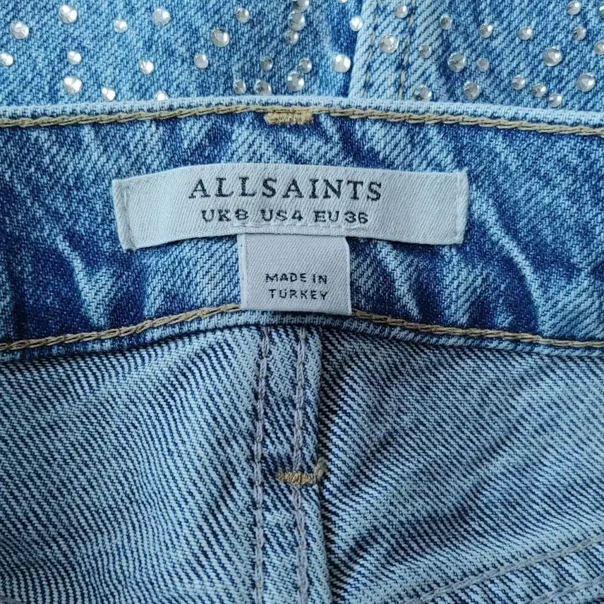 [BUNJANG] AllSaints Wendel Crystal Denim Skirt / 올세인츠 웬델 -크리스탈 데님스커트