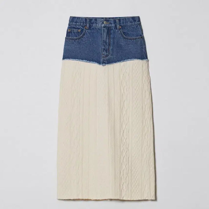 [BUNJANG] Salty Pebble Denim Knit Long Skirt S / 새상품) 솔티페블 데님 콤비 니트 롱 스커트 S