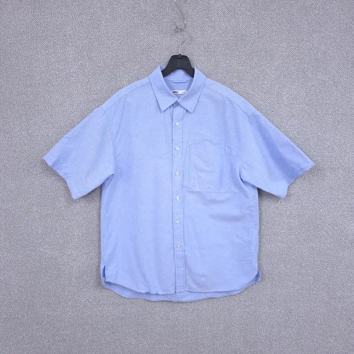 [SOLD OUT] 스파오(SPAO) 남성 소라색 코튼 캐주얼 반팔 셔츠 100-105